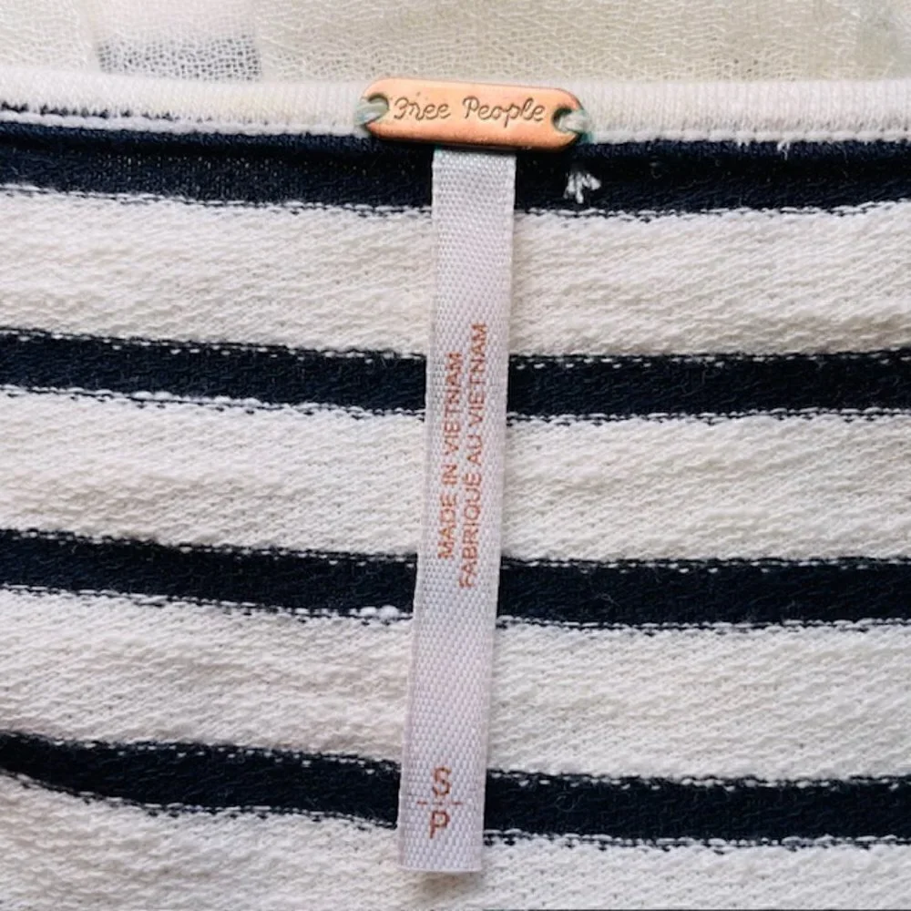 FREE PEOPLE French Kiss Striped Mixed Media Blouse - Size Small